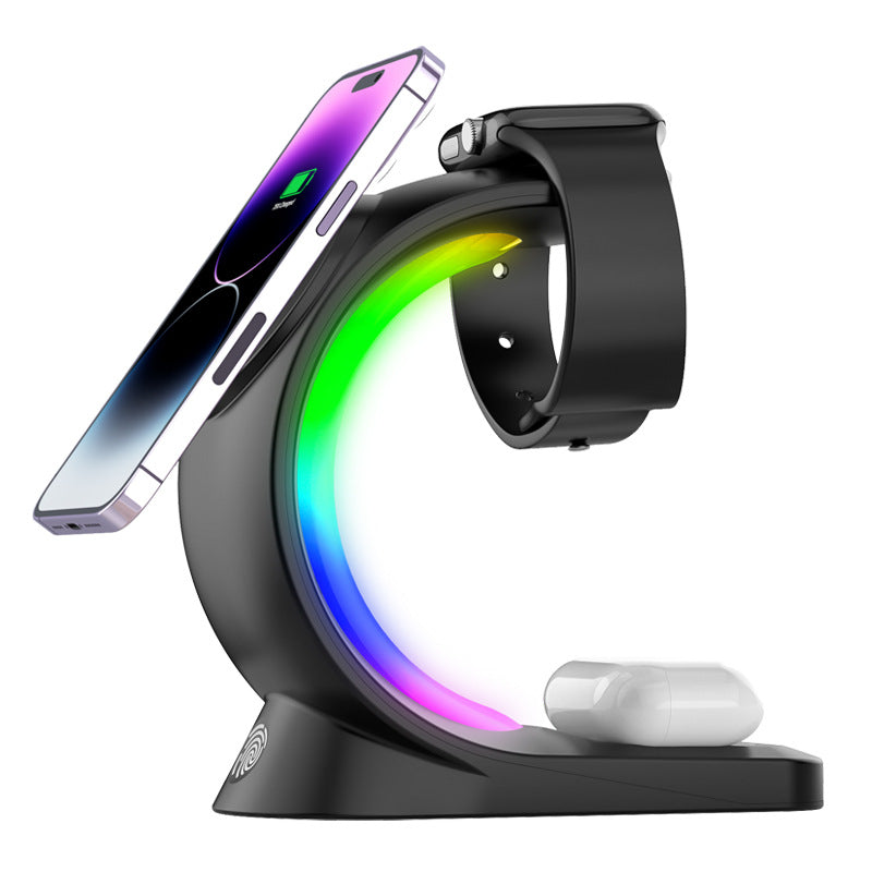 4-in-1 Magnetic Wireless Charger | Fast Charging + Ambient LED Dock