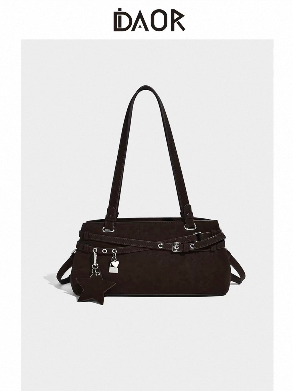 "DAOR Niche Premium Underarm Baguette Bag Women 2026 Fall/Winter New Versatile Genuine Leather Top-Handle Shoulder Crossbody Bag"