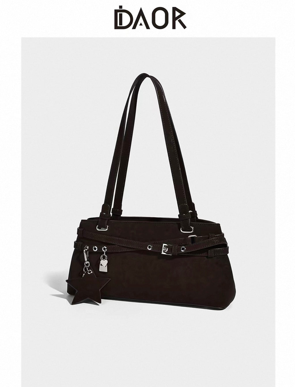 "DAOR Niche Premium Underarm Baguette Bag Women 2026 Fall/Winter New Versatile Genuine Leather Top-Handle Shoulder Crossbody Bag"