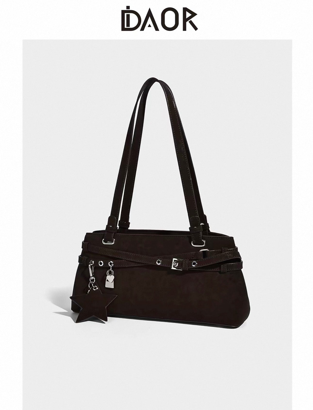 "DAOR Niche Premium Underarm Baguette Bag Women 2026 Fall/Winter New Versatile Genuine Leather Top-Handle Shoulder Crossbody Bag"