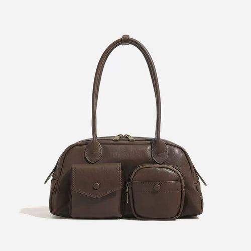 DAOR Premium Leather Boston Bowling Bag - 2026 Luxury Autumn/Winter Women’s Underarm & Commuter Shoulder Bag
