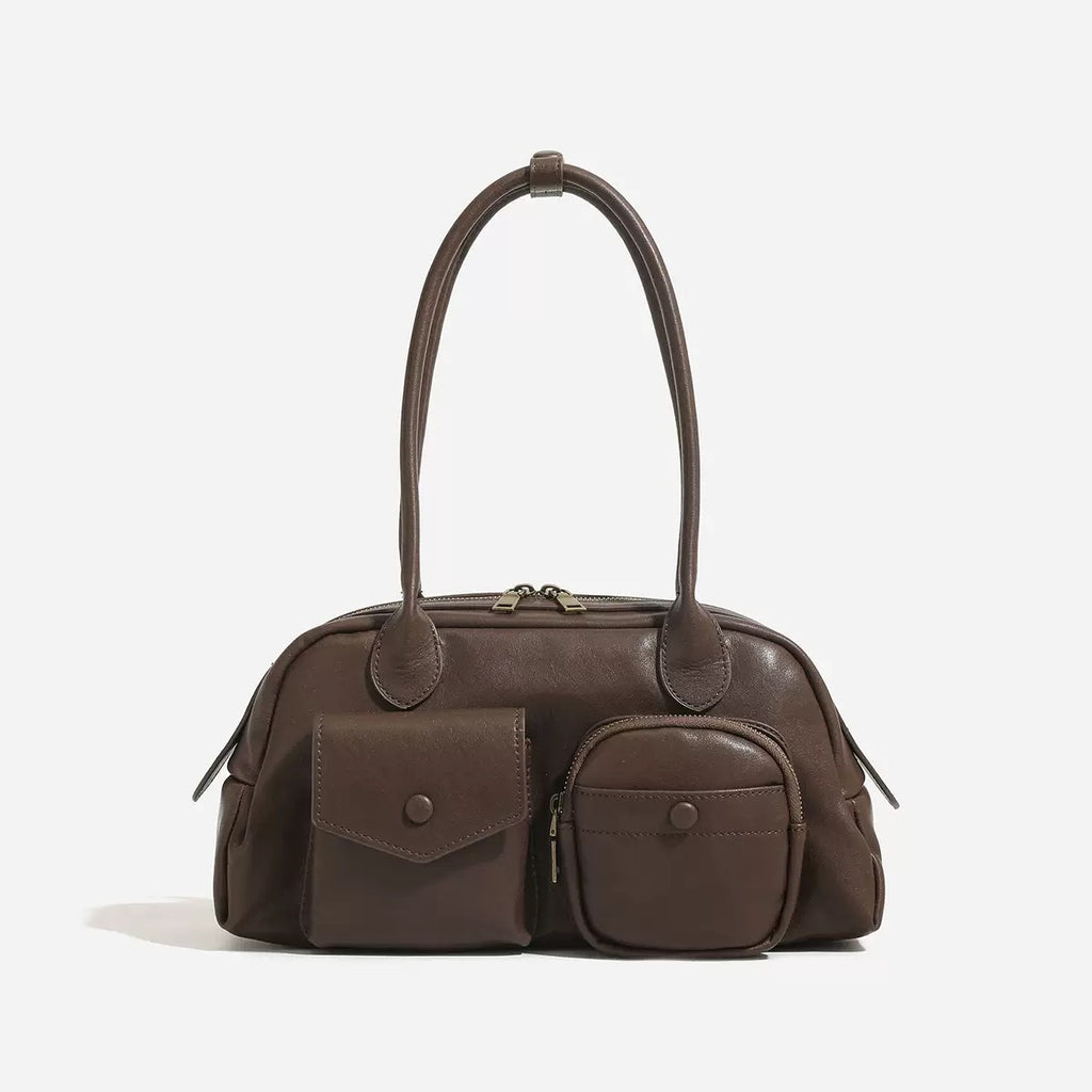 DAOR Premium Leather Boston Bowling Bag - 2026 Luxury Autumn/Winter Women’s Underarm & Commuter Shoulder Bag